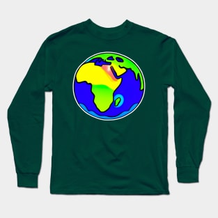 Vibrant 70s Style Planet Earth (MD23ERD004c) Long Sleeve T-Shirt